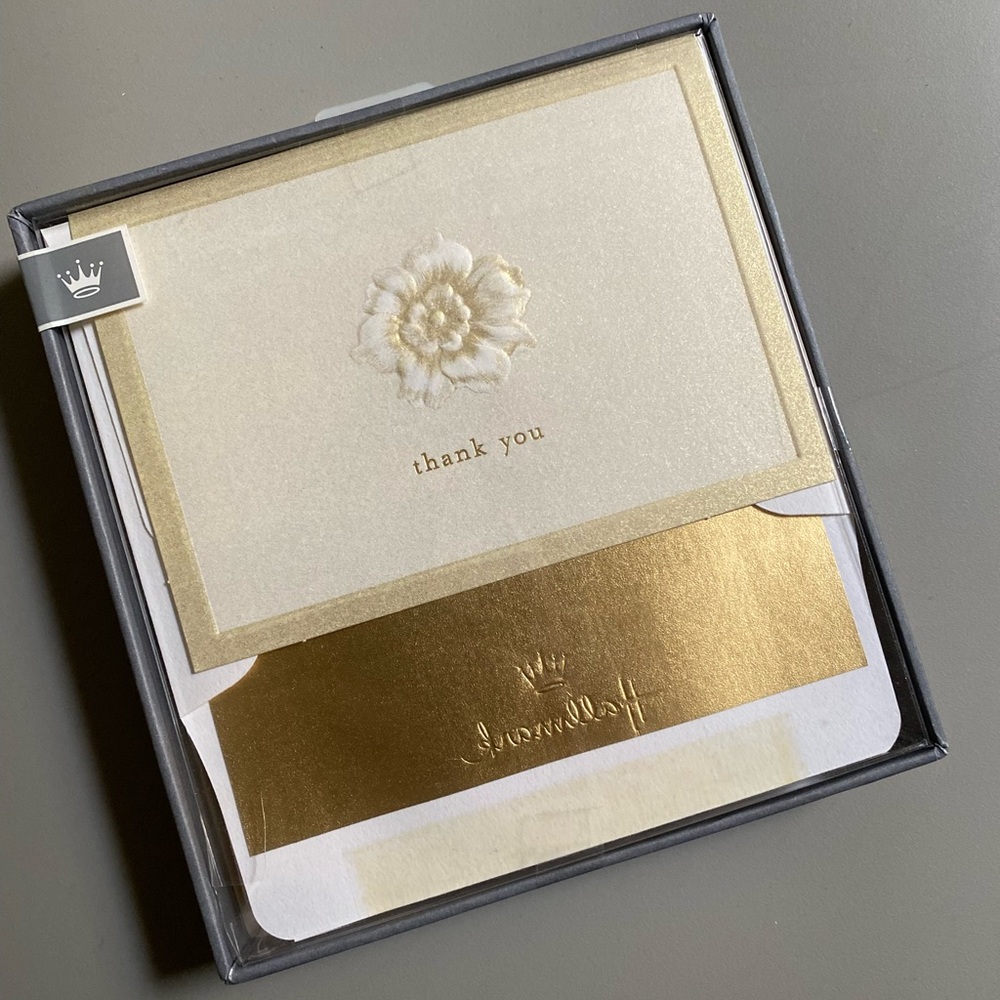 HALLMARK THANK YOU NOTES 10 BLANK GOLD ACCENT NEW IN BOX